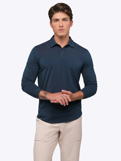 AO Long Sleeve Polo | White Signature-Fit PYCA Pro®