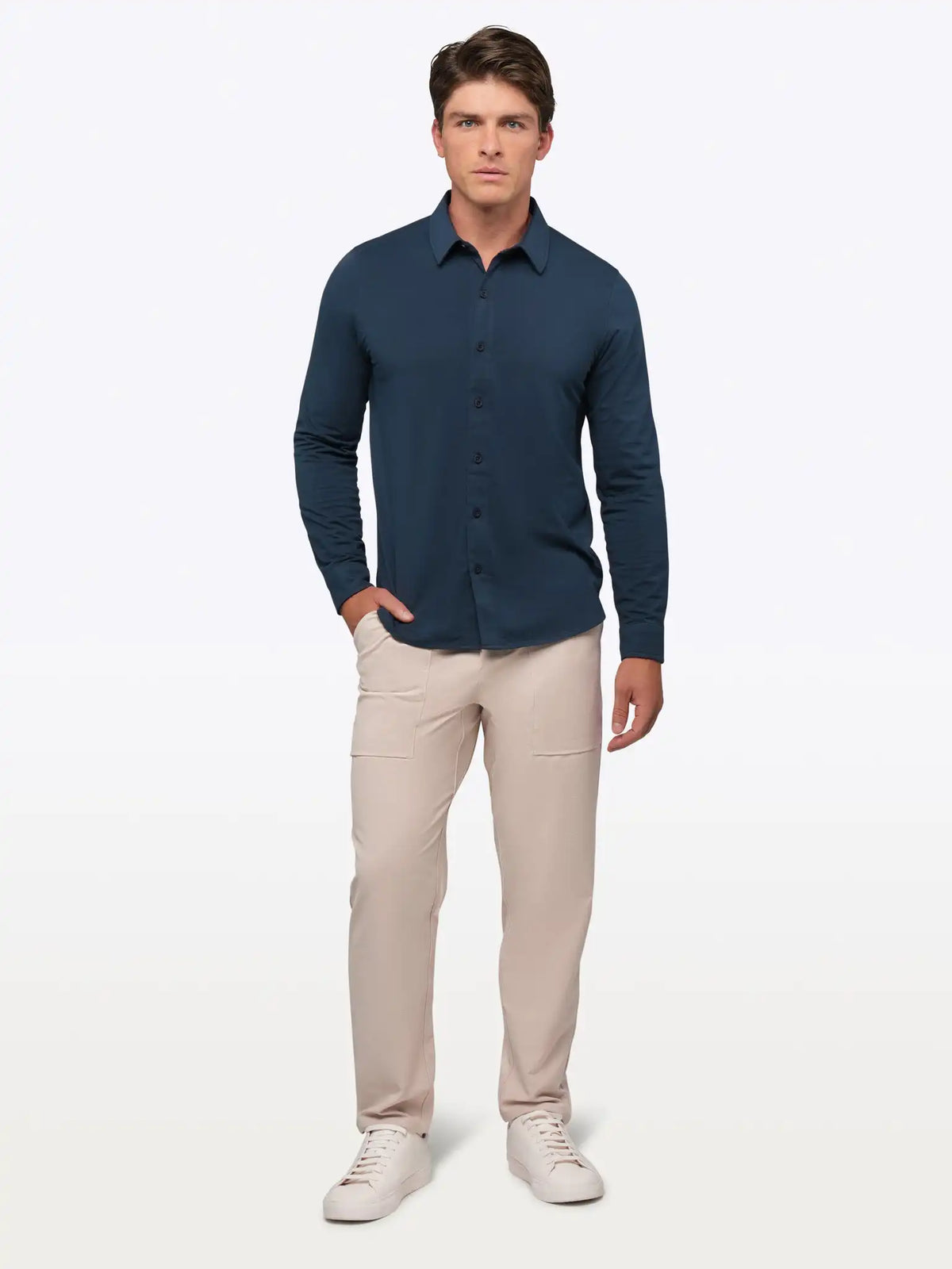 AO Long Sleeve Button Up | White Signature-Fit PYCA Pro®