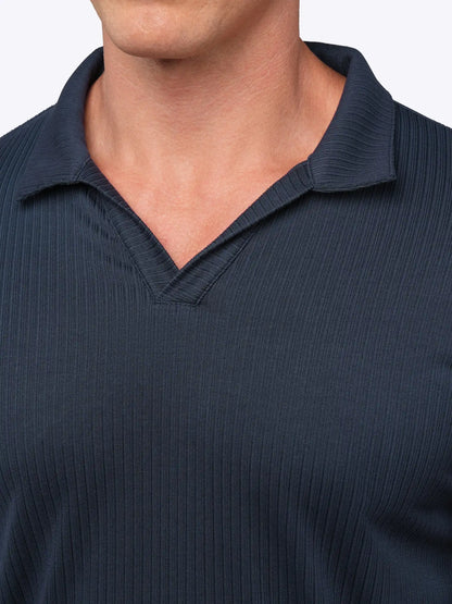 SoHo Ribbed Polo | Pacific Blue Signature-Fit