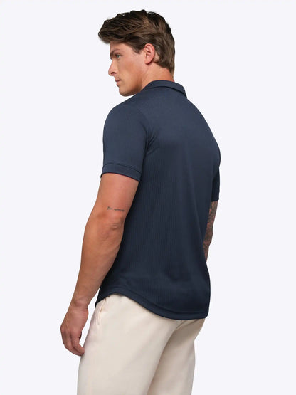 SoHo Ribbed Polo | Pacific Blue Signature-Fit