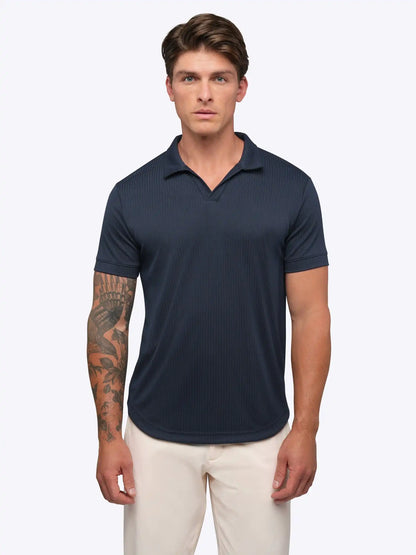SoHo Ribbed Polo | Pacific Blue Signature-Fit