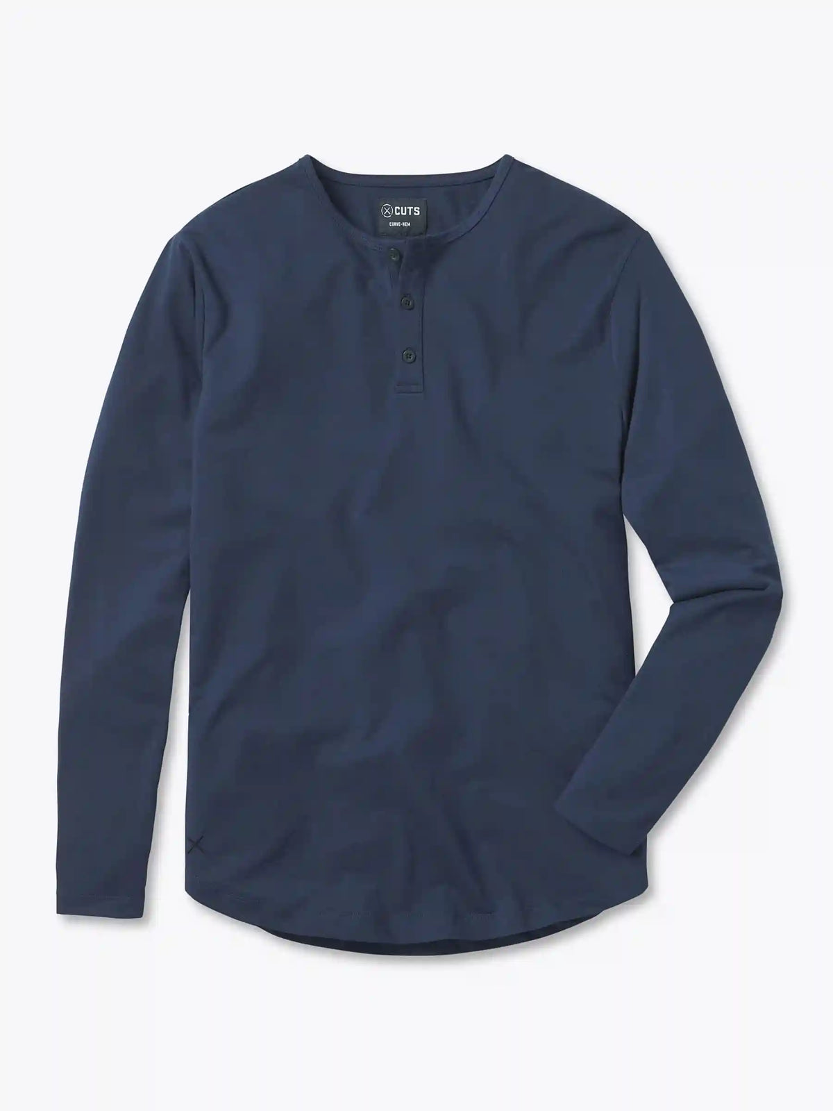 AO Long Sleeve Henley Curve-Hem | White Signature-fit PYCA Pro®