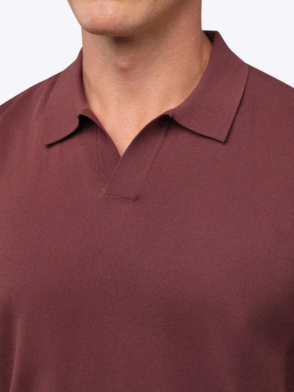 Riviera Knit Long Sleeve Polo | Merlot Signature-Fit