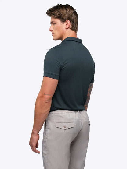 SoHo Ribbed Polo | Pacific Blue Signature-Fit