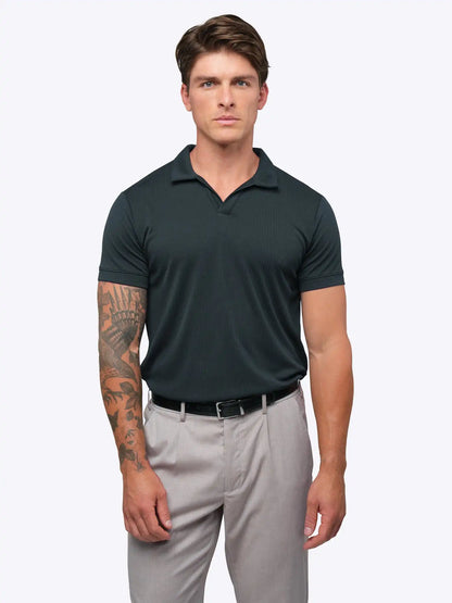 SoHo Ribbed Polo | Pacific Blue Signature-Fit