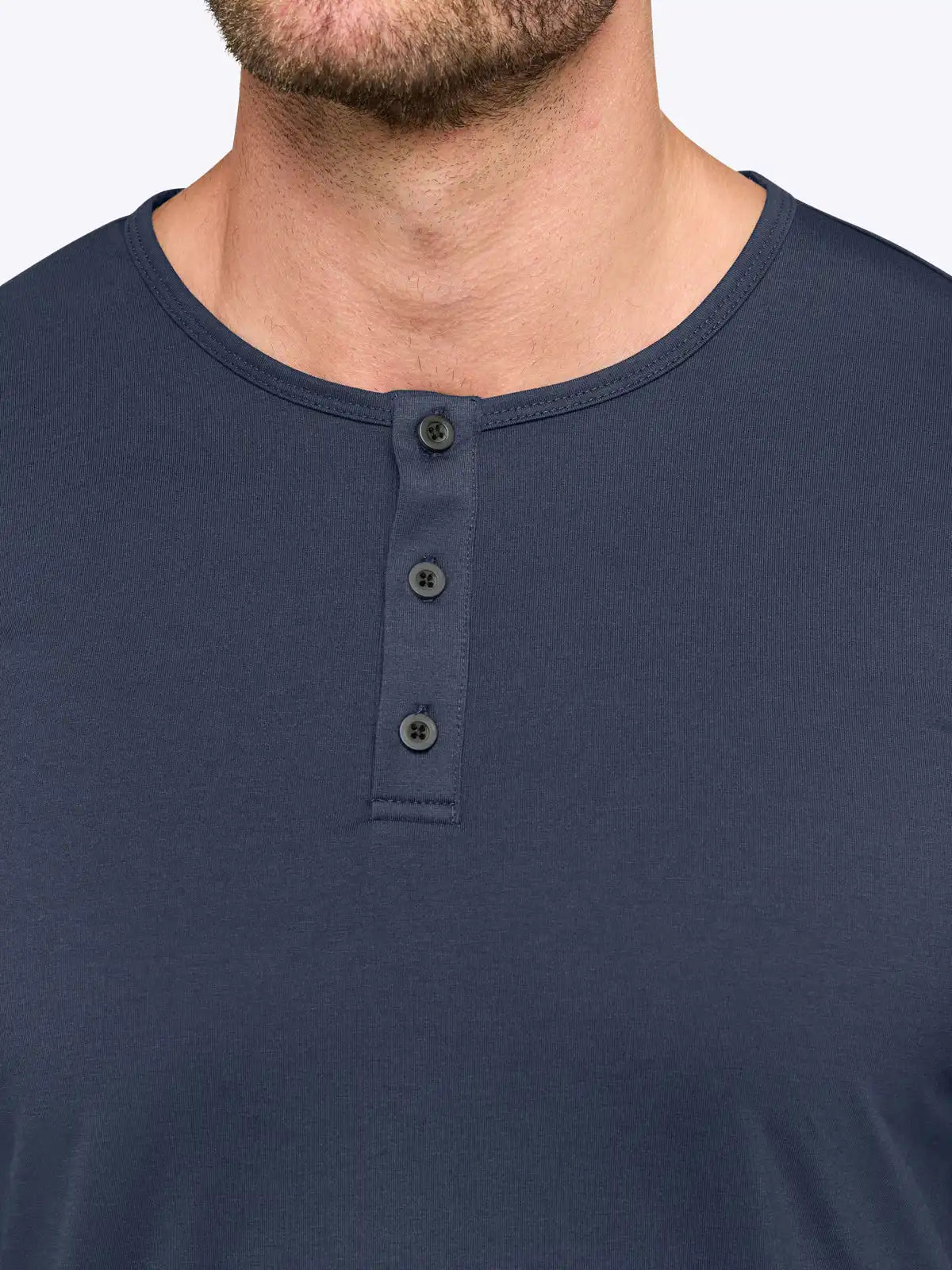 AO Long Sleeve Henley Curve-Hem | White Signature-fit PYCA Pro®