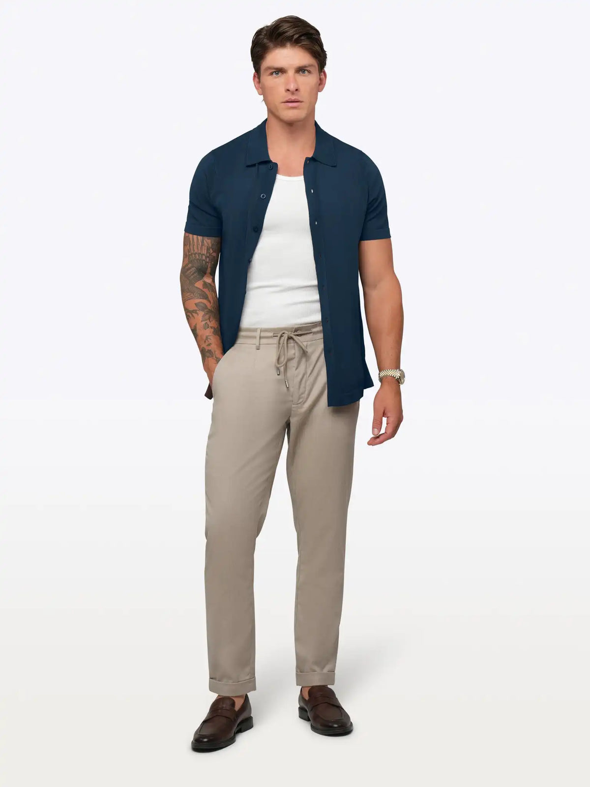 Riviera Knit Button Up | Burnt Oak Signature-Fit