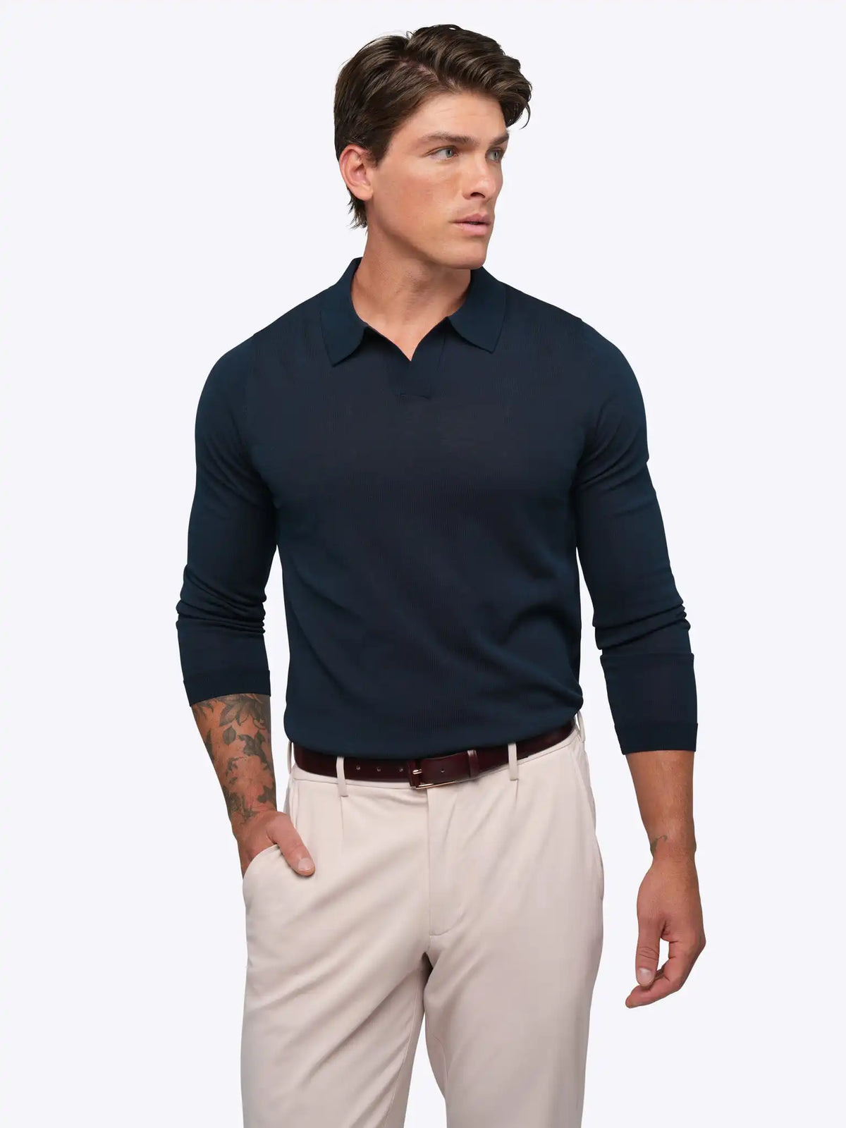 Riviera Knit Long Sleeve Polo | Merlot Signature-Fit