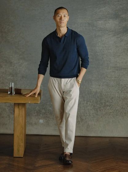 Riviera Knit Long Sleeve Polo | Merlot Signature-Fit