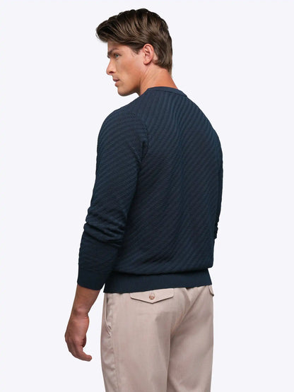 Riviera Knit Long Sleeve Textured Tee | Burnt Oak Signature-Fit