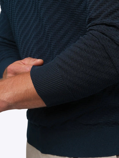 Riviera Knit Long Sleeve Textured Tee | Burnt Oak Signature-Fit