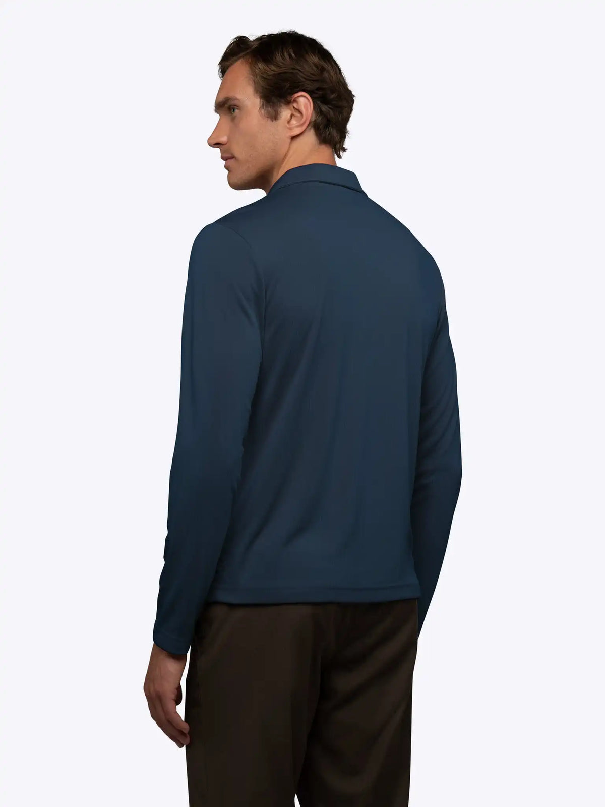 SoHo Ribbed Long Sleeve Polo | Sand Dune Signature-Fit