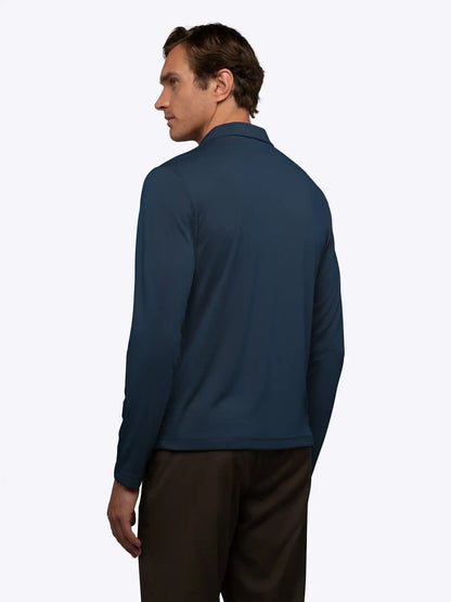 SoHo Ribbed Long Sleeve Polo | Sand Dune Signature-Fit