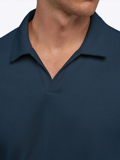 SoHo Ribbed Long Sleeve Polo | Sand Dune Signature-Fit