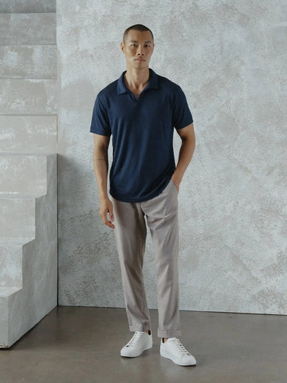 SoHo Ribbed Polo | Pacific Blue Signature-Fit
