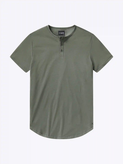 AO Henley Curve-Hem Tee | Gunmetal Signature-Fit PYCA Pro®
