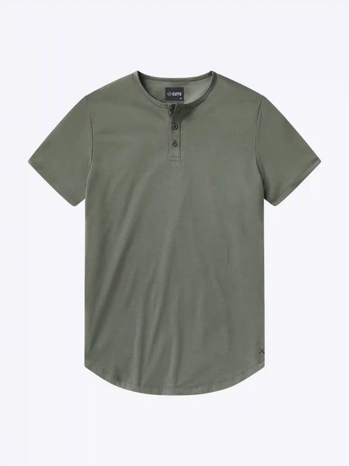 AO Henley Curve-Hem Tee | Gunmetal Signature-Fit PYCA Pro®