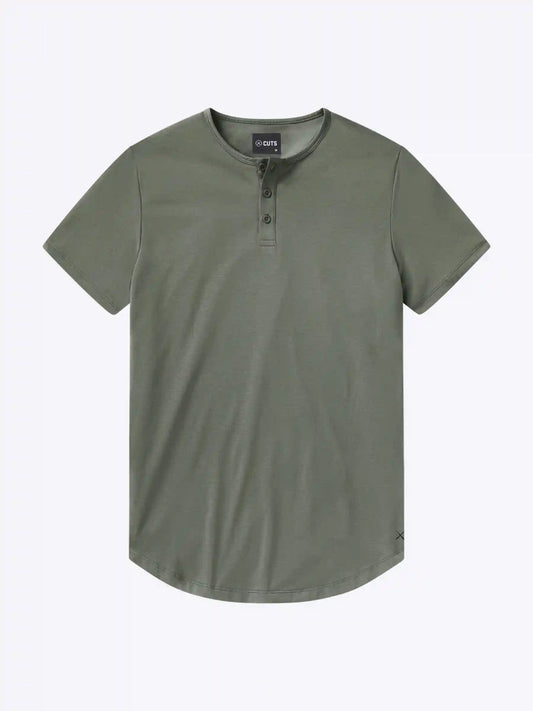 AO Henley Curve-Hem Tee | Gunmetal Signature-Fit PYCA Pro®