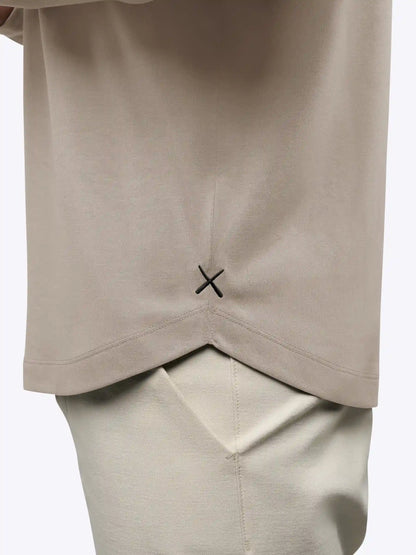 AO Long Sleeve Henley Curve-Hem Tee | Pure Cashmere Signature-Fit PYCA Pro®