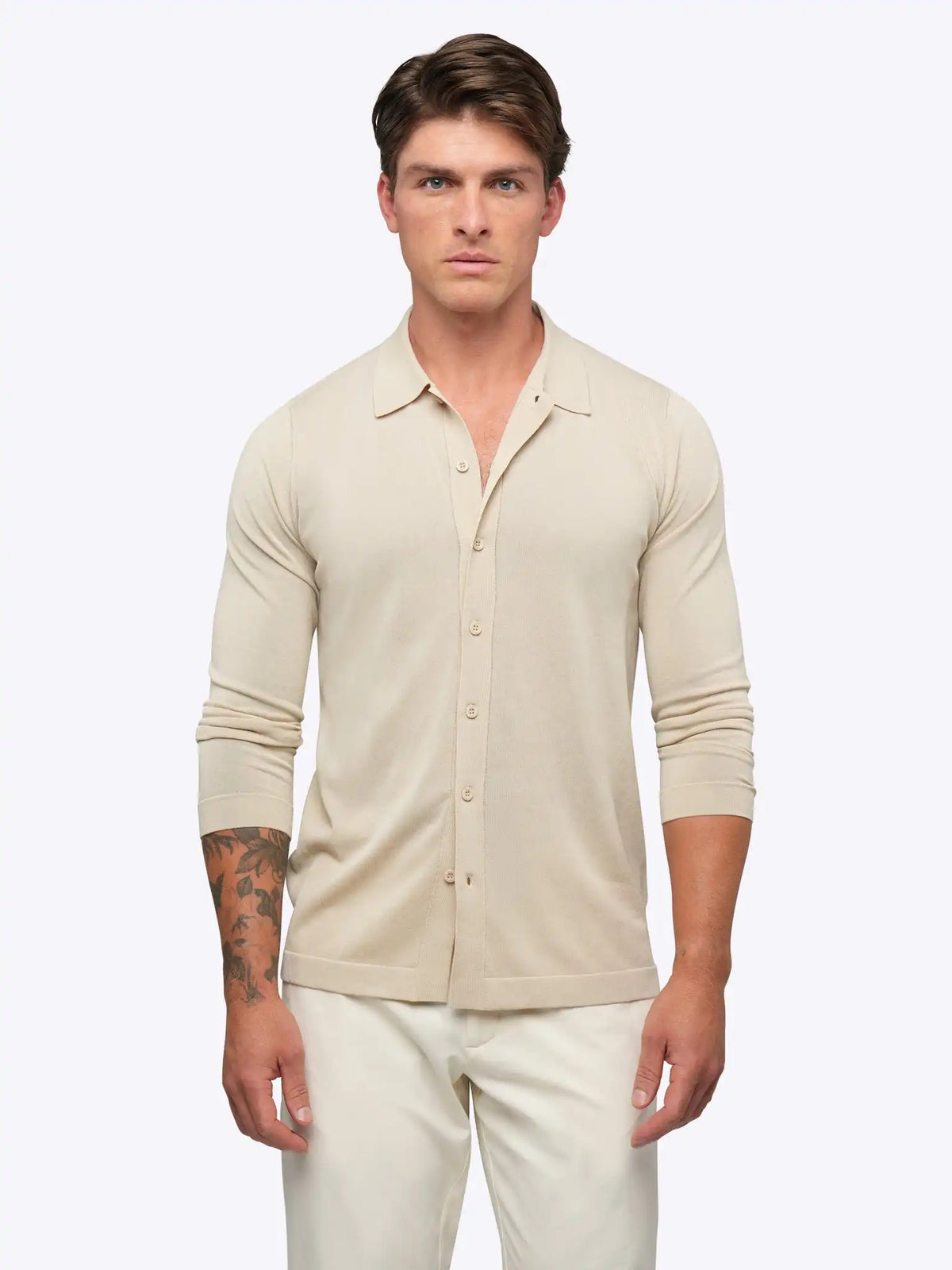 Riviera Knit Long Sleeve Button Up | Pacific Blue Signature-Fit