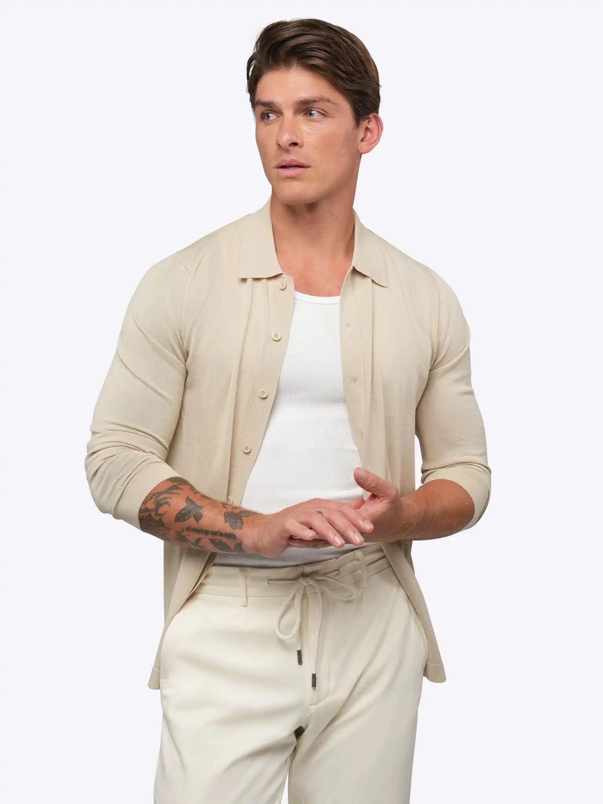 Riviera Knit Long Sleeve Button Up | Pacific Blue Signature-Fit