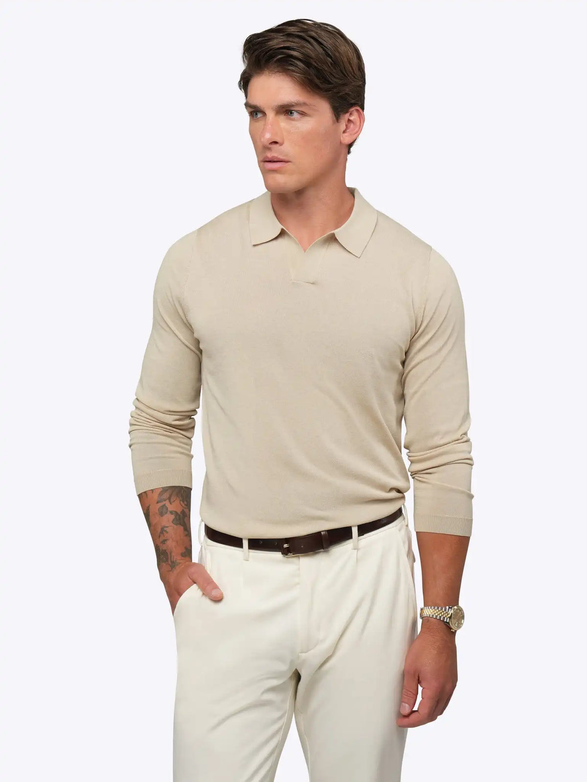 Riviera Knit Long Sleeve Polo | Merlot Signature-Fit