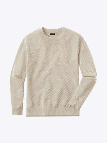 Riviera Knit Long Sleeve Textured Tee | Burnt Oak Signature-Fit