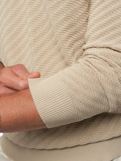 Riviera Knit Long Sleeve Textured Tee | Burnt Oak Signature-Fit