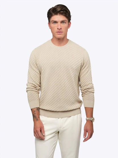 Riviera Knit Long Sleeve Textured Tee | Burnt Oak Signature-Fit