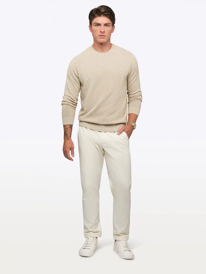 Riviera Knit Long Sleeve Textured Tee | Burnt Oak Signature-Fit