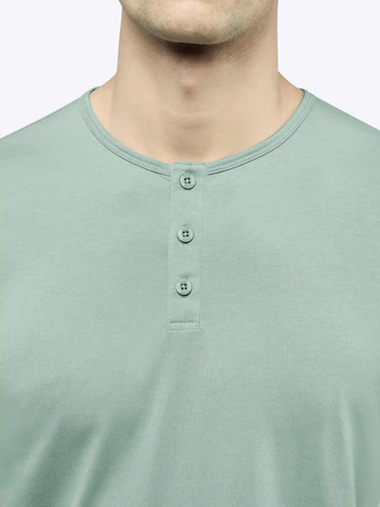 AO Long Sleeve Henley Curve-Hem Tee | Pure Cashmere Signature-Fit PYCA Pro®