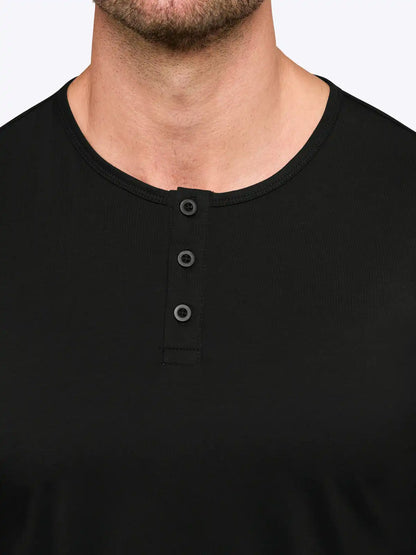 AO Long Sleeve Henley Curve-Hem | White Signature-fit PYCA Pro®