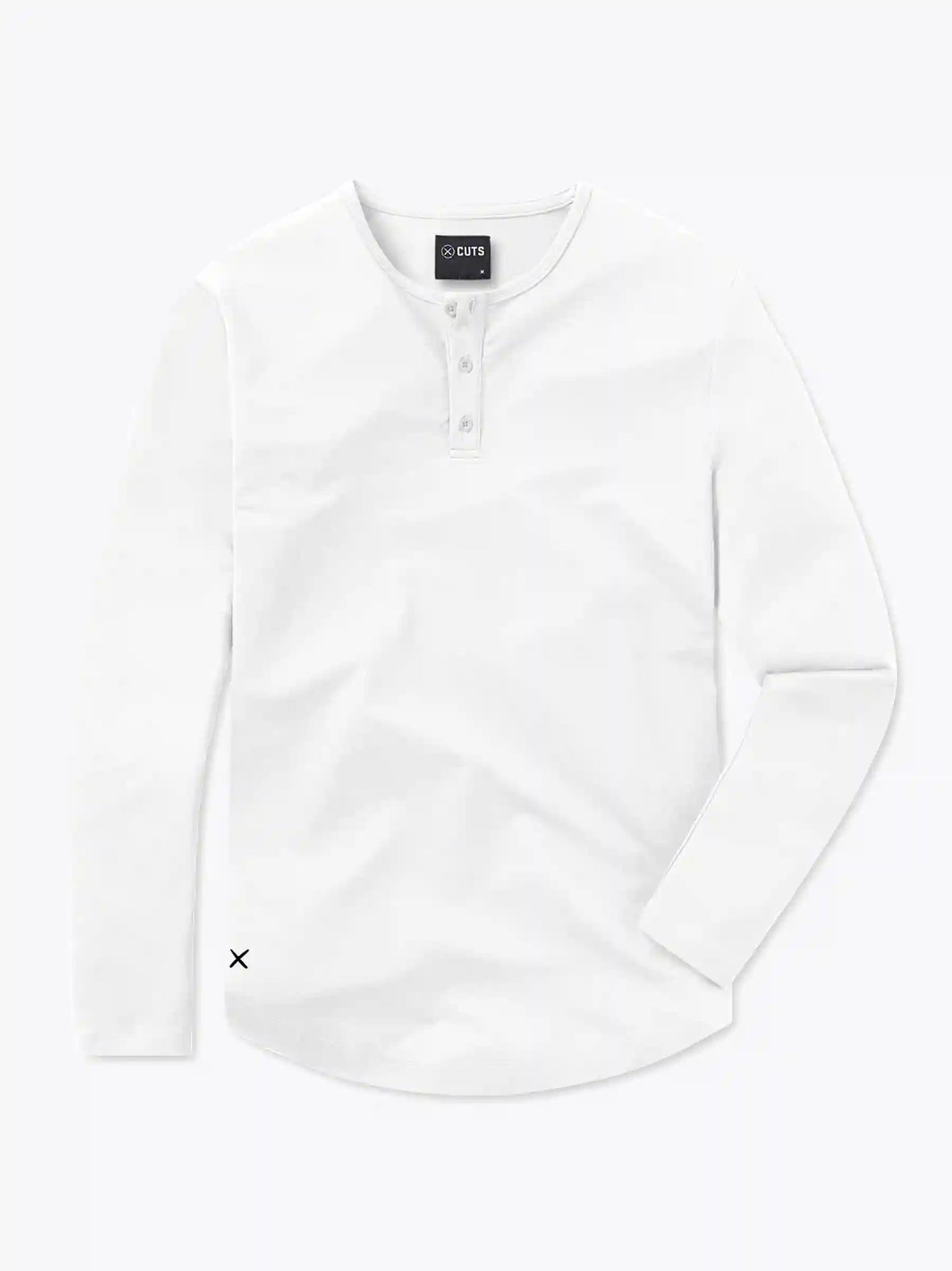 AO Long Sleeve Henley Curve-Hem | White Signature-fit PYCA Pro®