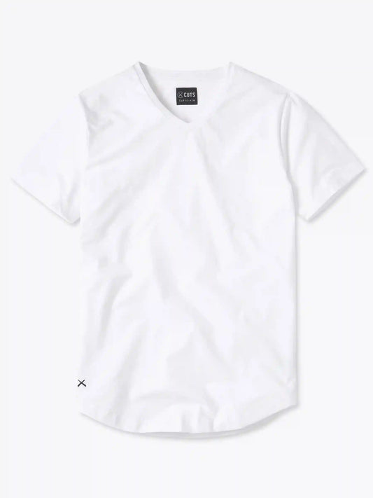 AO V-Neck Curve-Hem Tee | White Signature-fit PYCA Pro®