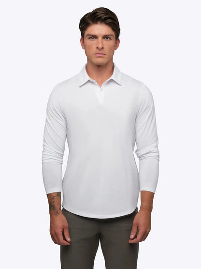AO Long Sleeve Polo | White Signature-Fit PYCA Pro®
