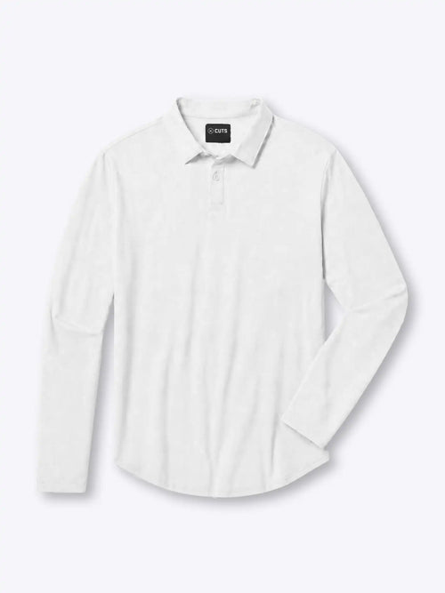 AO Long Sleeve Polo | White Signature-Fit PYCA Pro®