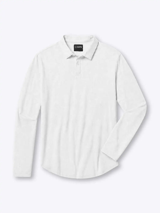 AO Long Sleeve Polo | White Signature-Fit PYCA Pro®