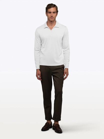 SoHo Ribbed Long Sleeve Polo | Sand Dune Signature-Fit