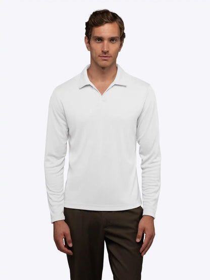 SoHo Ribbed Long Sleeve Polo | Sand Dune Signature-Fit