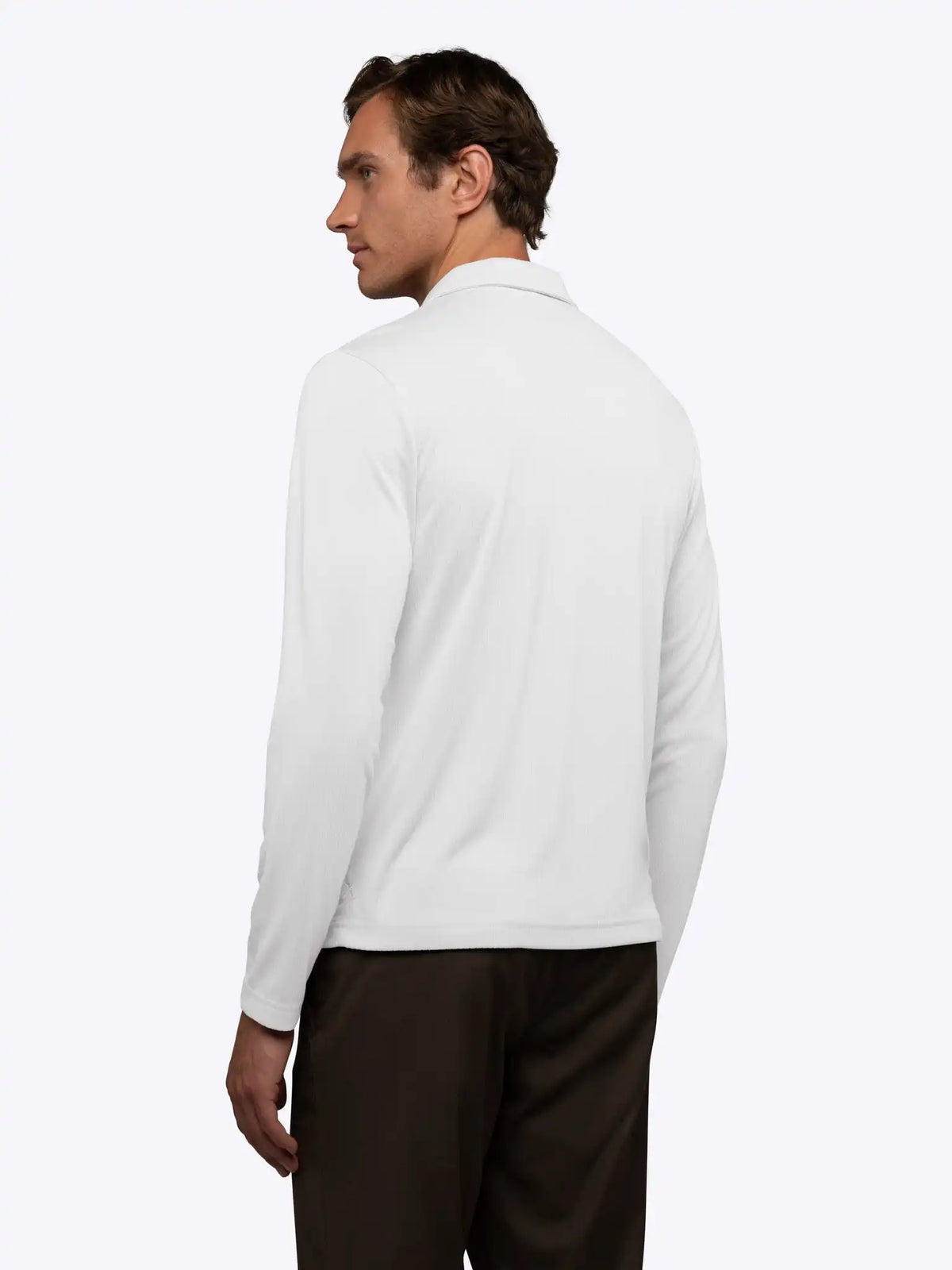 SoHo Ribbed Long Sleeve Polo | Sand Dune Signature-Fit