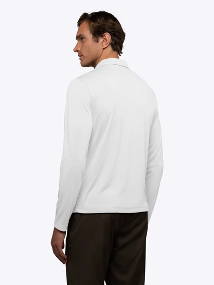SoHo Ribbed Long Sleeve Polo | Sand Dune Signature-Fit