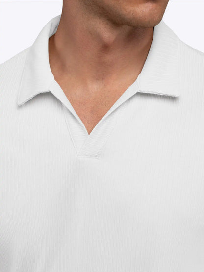 SoHo Ribbed Long Sleeve Polo | Sand Dune Signature-Fit