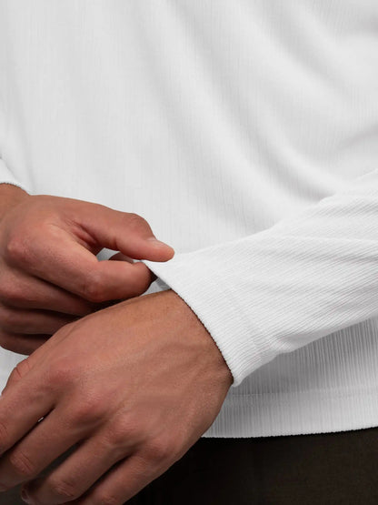 SoHo Ribbed Long Sleeve Polo | Sand Dune Signature-Fit