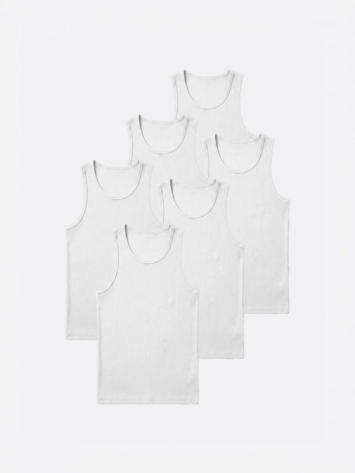 Essential Fitted Rib Tank 6 Pack | Black Form-Fitting