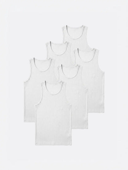 Essential Fitted Rib Tank 6 Pack | Black Form-Fitting